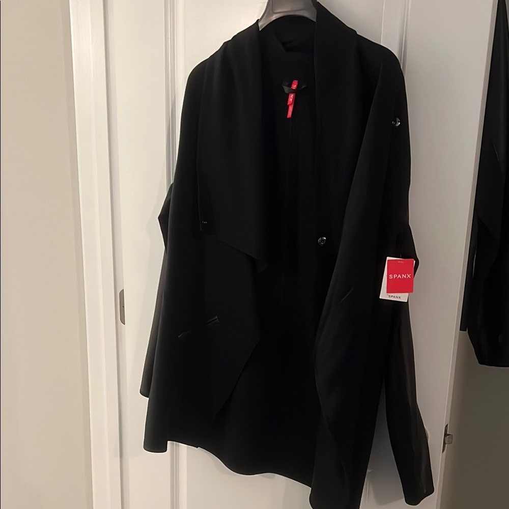 SPANX Black Trench Coat Modern Elegance
